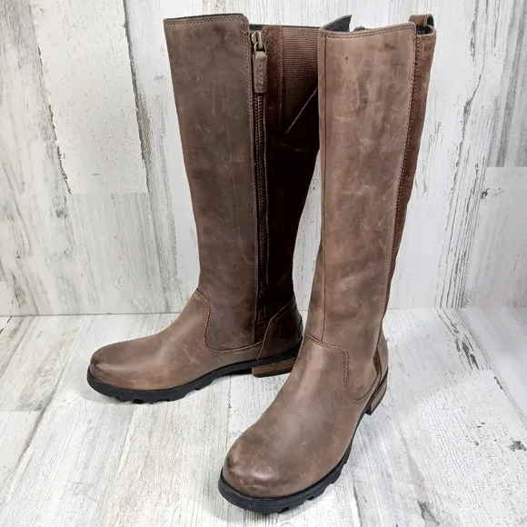 Sorel Brown Suede Waterproof Brown Leather Tall Riding Boots  #1457