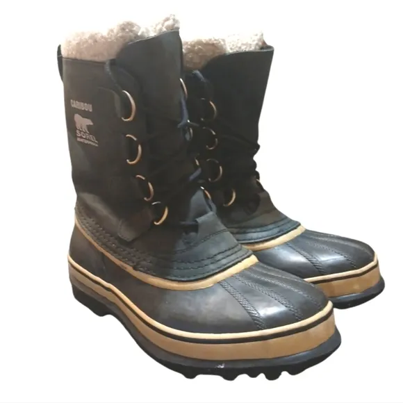 Sorel Caribou Boots Insulated Black Men's Rubber Winter Waterproof Boots