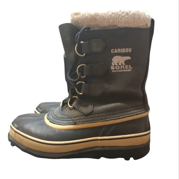 Sorel Caribou Boots Insulated Black Men's Rubber Winter Waterproof Boots