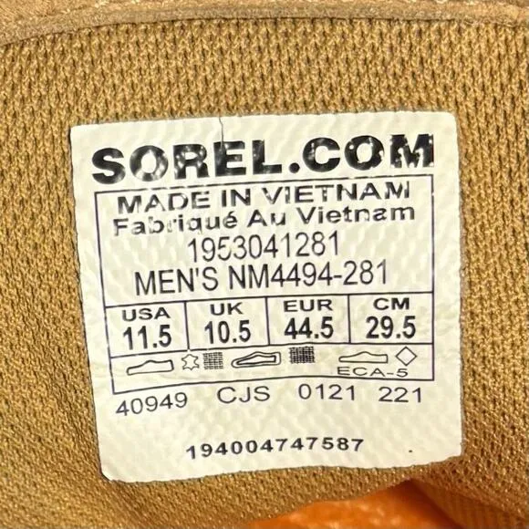 Sorel Caribou Tan Leather Waterproof Combat Boots Men’s 11.5