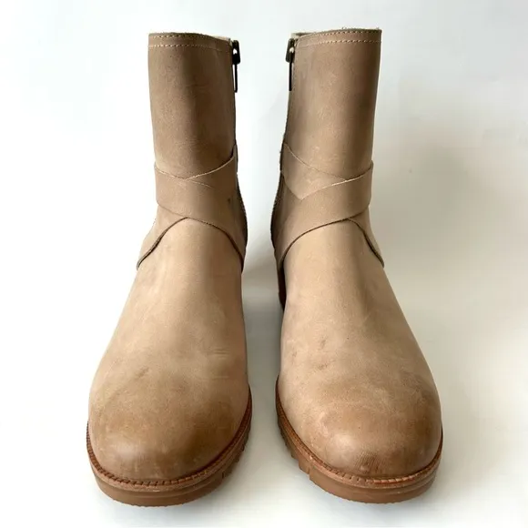 Sorel Cate Buckle Boots in Sandy Tan Waterproof Leather