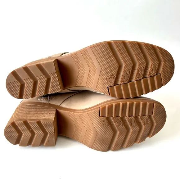 Sorel Cate Buckle Boots in Sandy Tan Waterproof Leather