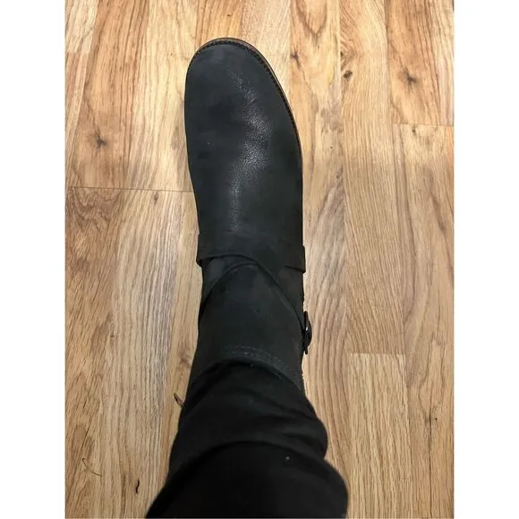 Sorel Cate Side Zip Black Waterproof Leather Booties W/Strap Size 38.5 7.5