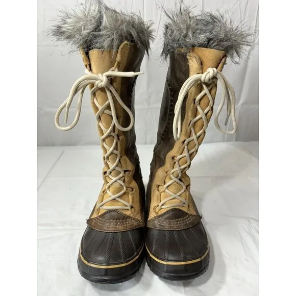 Sorel Cate The Great Brown Leather Waterproof Tall Winter Insulated Boots Size 7