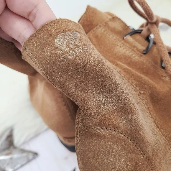 Sorel Girls' Joan of Arctic Wedge II Waterproof Suede Boots glitter brown size 5
