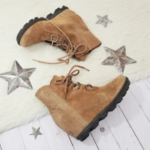 Sorel Girls' Joan of Arctic Wedge II Waterproof Suede Boots glitter brown size 5