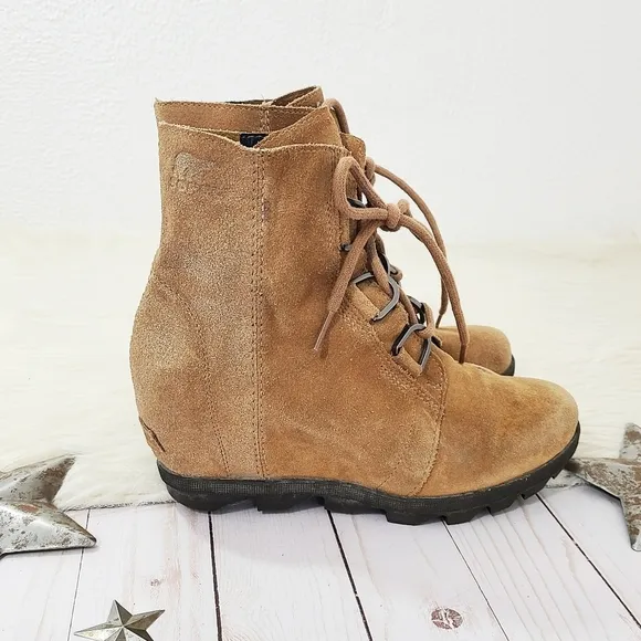 Sorel Girls' Joan of Arctic Wedge II Waterproof Suede Boots glitter brown size 5