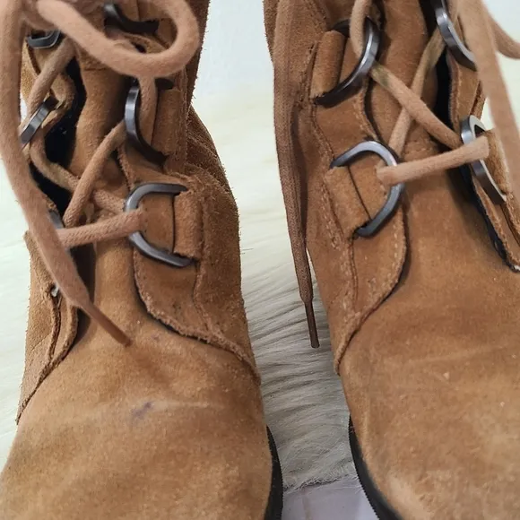 Sorel Girls' Joan of Arctic Wedge II Waterproof Suede Boots glitter brown size 5