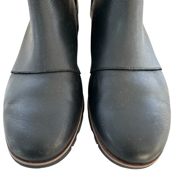 SOREL Harlow Chelsea Black Leather Waterproof Pull On Ankle Boots 9.5