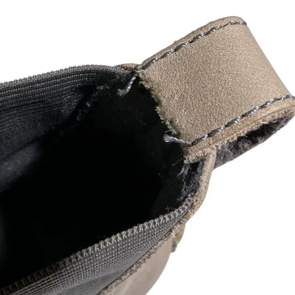 Sorel Harlow Taupe Gray Waterproof Nubuck Leather Wedge Chelsea Ankle Boots 7