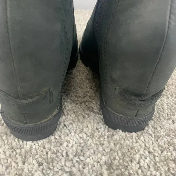 Sorel Joan of Arctic Bootie Womens Size 8 Black Chelsea Suede Wedge Boots