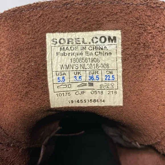 Sorel Joan of Arctic II Cattail Brown Leather Lace Up Wedge Boots, size 5.5