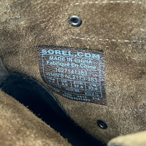Sorel Joan of Arctic Leather Wedge Boot Tobacco Brown Leather Lace-Up Size 6.5