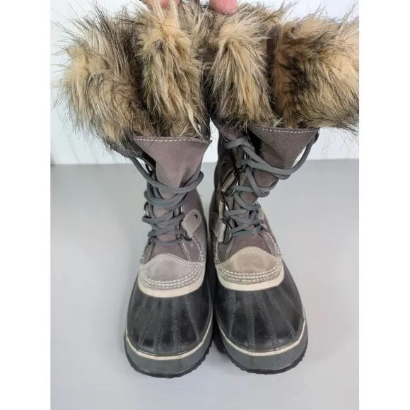 Sorel Joan of Arctic Snow Gray Waterproof Leather Women's‎ Boots NL1540-051 Sz 9