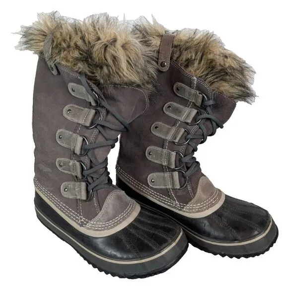 Sorel Joan of Arctic Snow Gray Waterproof Leather Women's‎ Boots NL1540-051 Sz 9