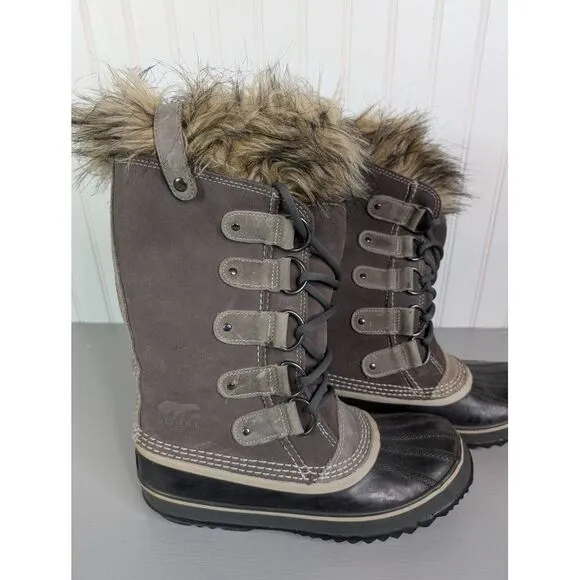 Sorel Joan of Arctic Snow Gray Waterproof Leather Women's‎ Boots NL1540-051 Sz 9
