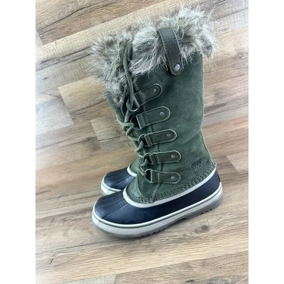 Sorel Joan of Arctic Snow Gray Waterproof Leather Womens Boots NL1540 Si…