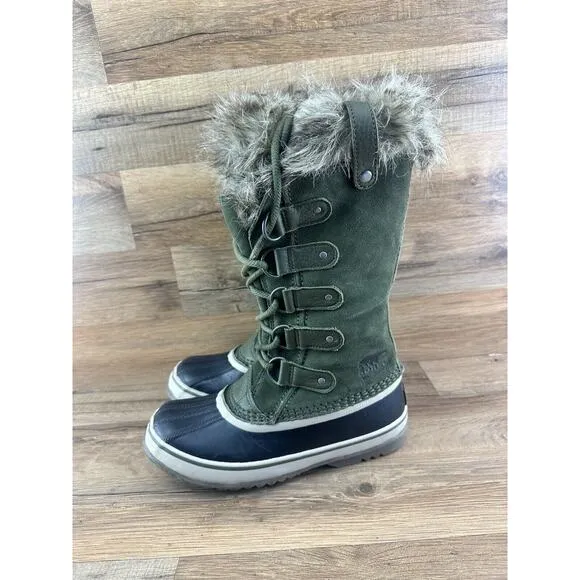 Sorel Joan of Arctic Snow Gray Waterproof Leather Womens Boots NL1540 Si…