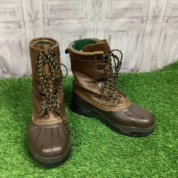 SOREL Leather Boots Waterproof Fleece Lined Brown Mens 7