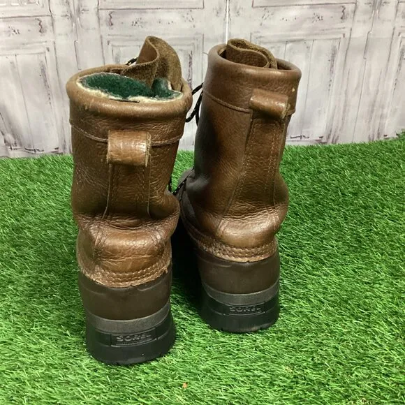SOREL Leather Boots Waterproof Fleece Lined Brown Mens 7