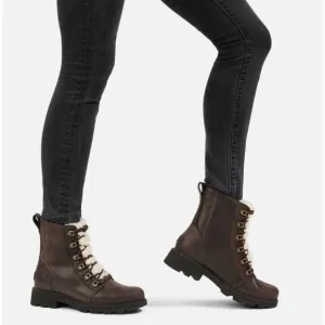 Sorel Lennox Lace Cozy Shearling Waterproof Ankle Boots - Size 8 - Brown…