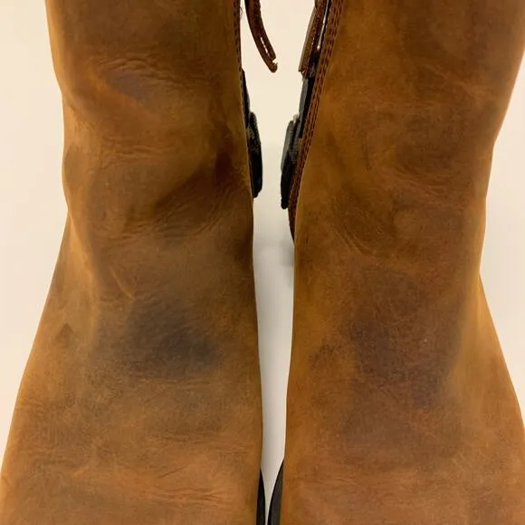 Sorel Lolla Booties Ankle Boots Women 7.5 Brown Waterproof Leather Zip