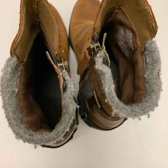 Sorel Lolla Booties Ankle Boots Women 7.5 Brown Waterproof Leather Zip
