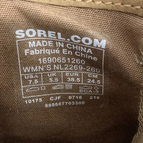 Sorel Lolla Booties Ankle Boots Women 7.5 Brown Waterproof Leather Zip