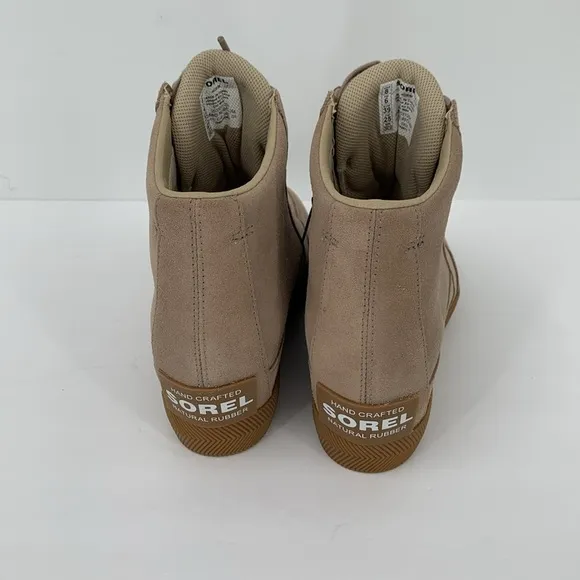 Sorel Out n About hidden wedge ankle boot sneaker Taupe suede platform new 8.5