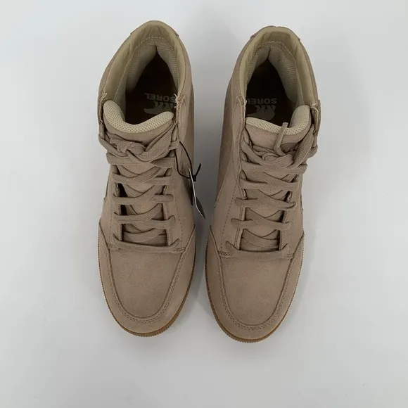 Sorel Out n About hidden wedge ankle boot sneaker Taupe suede platform new 8.5