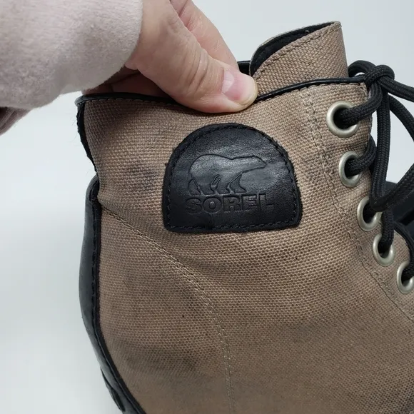 SOREL PDX Wedge Lace-Up Canvas Leather Waterproof Booties Boots size 7.5