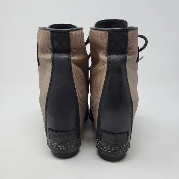 SOREL PDX Wedge Lace-Up Canvas Leather Waterproof Booties Boots size 7.5
