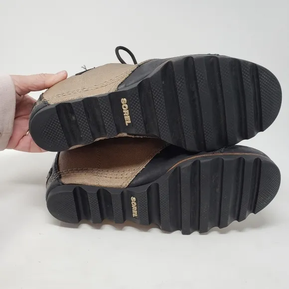 SOREL PDX Wedge Lace-Up Canvas Leather Waterproof Booties Boots size 7.5