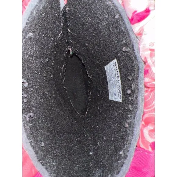 Sorel Pink Cub Polar Bear Swirel Winter Snow Boots Girls Size 4 Pull On
