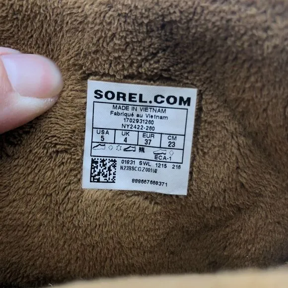 Sorel Rylee Boots Girls 5 Brown Leopard Print Insulated Winter Suede Waterproof
