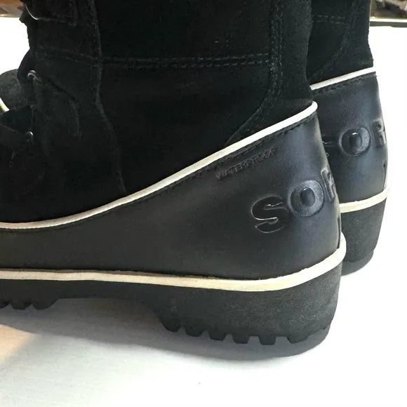Sorel Tivoli High Il Snow Boots Waterproof Suede Leather Black Size 8
