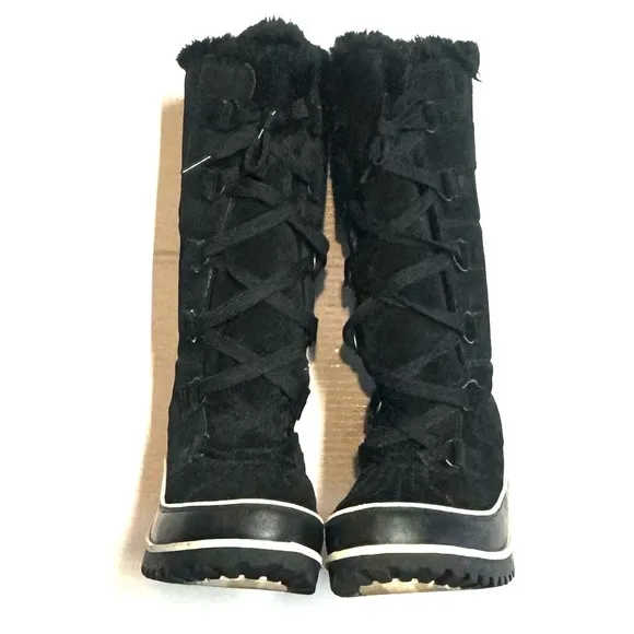 Sorel Tivoli High Il Snow Boots Waterproof Suede Leather Black Size 8