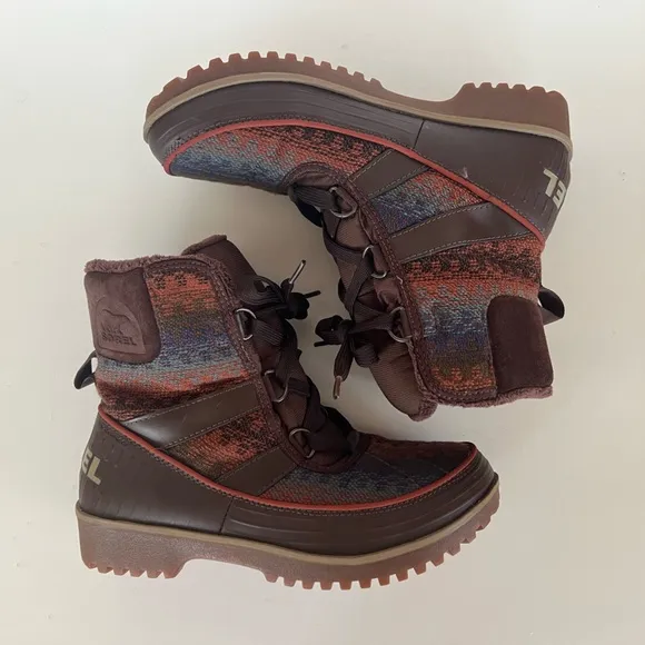 Sorel Tivoli II Aztec Blanket Tobacco Brown Women's Winter Boots, size8