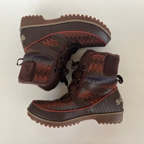 Sorel Tivoli II Aztec Blanket Tobacco Brown Women's Winter Boots, size8