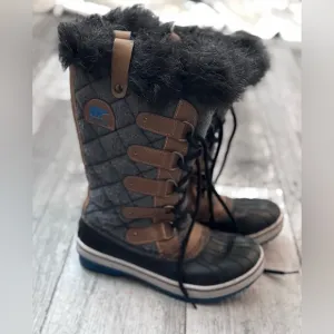 Sorel Tofino Felt Quilted Boots Fur Lace Up Waterproof Women's Size 6