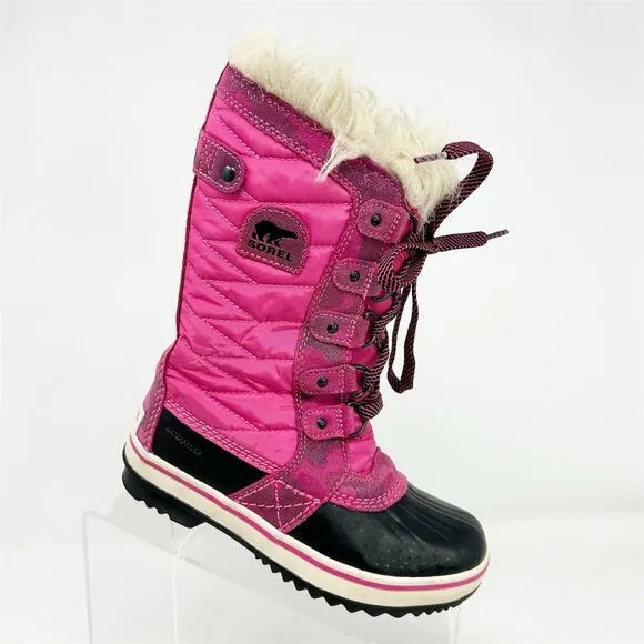 SOREL Tofino II Girls' Pink Waterproof Winter Snow Boots Size 1 Faux Fur Lined