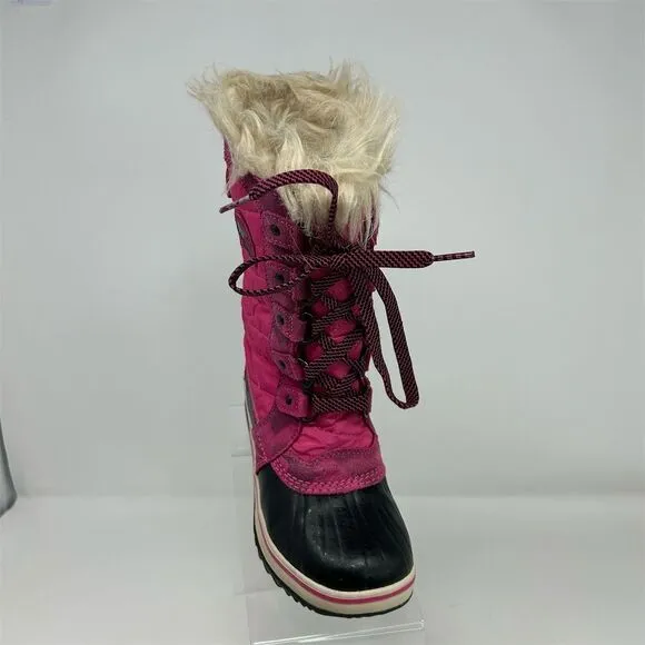 SOREL Tofino II Girls' Pink Waterproof Winter Snow Boots Size 1 Faux Fur Lined
