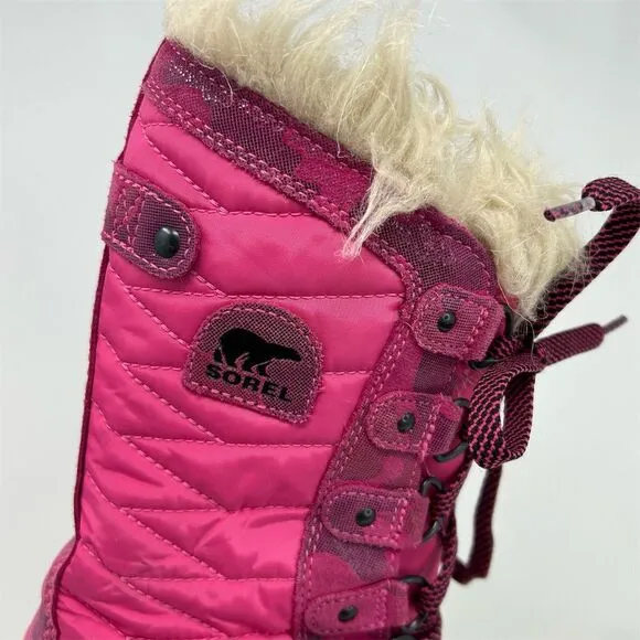 SOREL Tofino II Girls' Pink Waterproof Winter Snow Boots Size 1 Faux Fur Lined