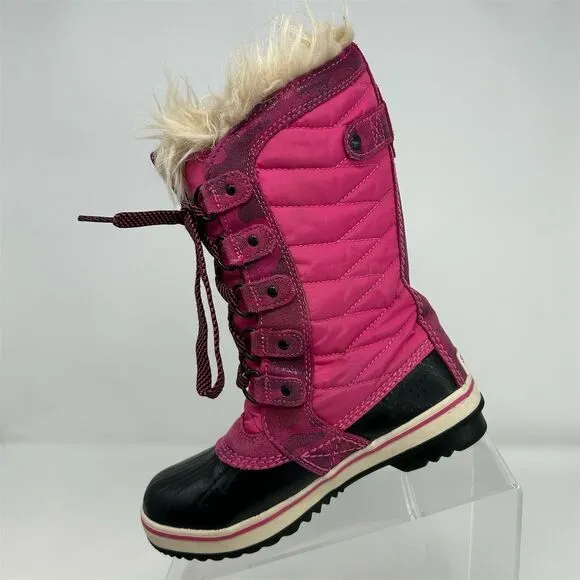 SOREL Tofino II Girls' Pink Waterproof Winter Snow Boots Size 1 Faux Fur Lined