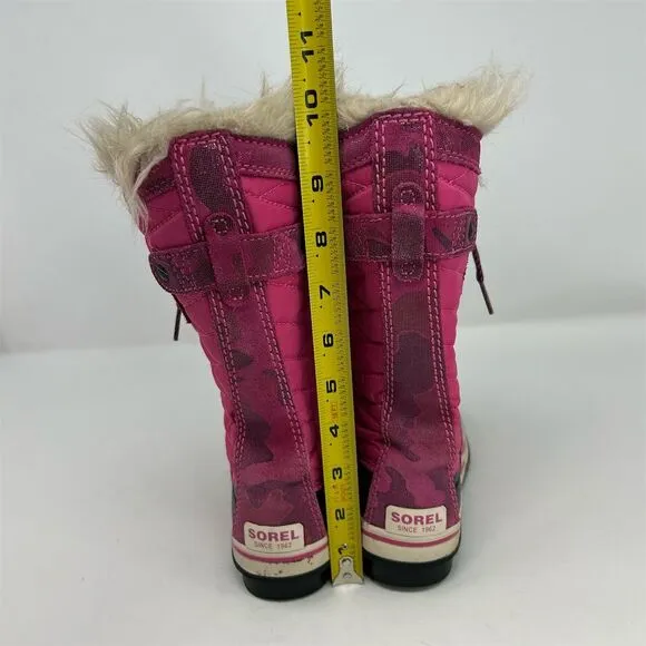 SOREL Tofino II Girls' Pink Waterproof Winter Snow Boots Size 1 Faux Fur Lined