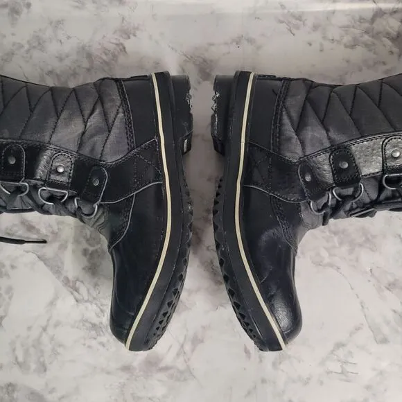 Sorel Tofino II Waterproof Winter Boots Womens Size 8 EU 39 Black Leather Rubber