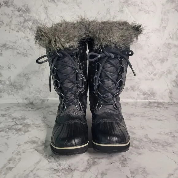 Sorel Tofino II Waterproof Winter Boots Womens Size 8 EU 39 Black Leather Rubber
