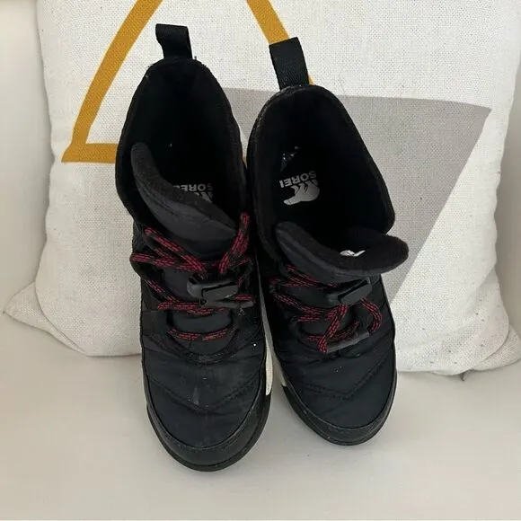 Sorel Unisex Waterproof Whitney II Short Lace Kids Size 12 Black EUC