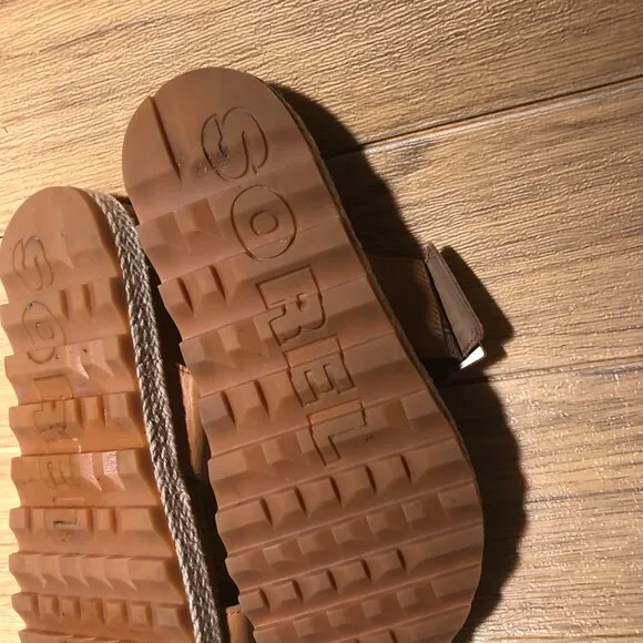 Sorel women brown rust slip on wedge sandals, 7.5