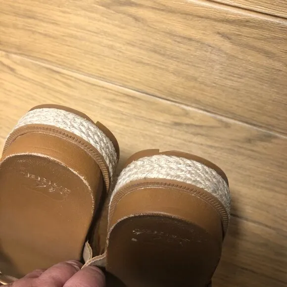 Sorel women brown rust slip on wedge sandals, 7.5